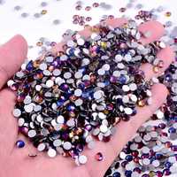 Strass en verre OLeeya à dos plat, rouges volcaniques, non thermocollants, à coller, cristaux ronds en vrac SS3-SS30 pour le nail art, les vêtements, les chaussures et les sacs