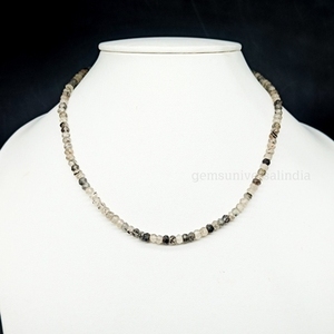 Noir Rutile Quartz Gemstone Facettes Rondelle Collier Perlé Avec Fermoir En Argent Sterling 925 Perles À La Main Bijoux De Mode En Vrac - Product Image 3