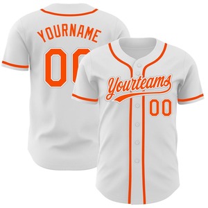 Camiseta de béisbol auténtica blanca Naranja-Gris personalizada ropa de equipo personalizada más vendida - Product Image 1