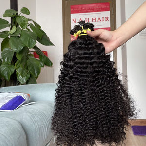 Extensions de cheveux humains Remy pour femmes, mèches de cheveux vierges cambodgiens naturels, vague naturelle, boucles d'ananas, double trame machine - Product Image 1