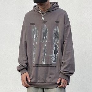 Sweat-shirt épais en molleton de coton personnalisé avec impression par transfert thermique, écologique, séchage rapide, coupe oversize, style streetwear pour l'hiver - Product Image 3