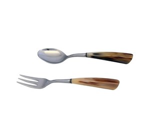 Cuillère à couverts en acier inoxydable Nouvelle cuillère créative en corne naturelle Cuillère à salade Design antique - Product Image 1