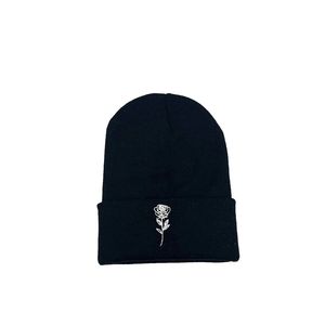 Gorro de Punto con Bordado Floral de Rosas para Otoño e Invierno, Gorro Cálido para Exteriores, Gorro de Punto Unisex para Parejas - Product Image 2
