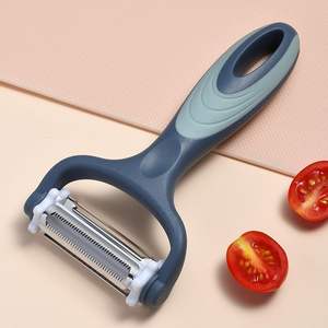 Éplucheur multifonctionnel 3 en 1 en acier inoxydable à lames de julienne droites et dentelées Pommes de terre Carottes Légumes Fruits - Product Image 3