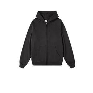 เสื้อแจ็กเก็ต445gsm สำหรับผู้ชายมีฮู้ดและเสื้อสเวตเตอร์แบบรูดซิปรูดแนวสตรีทผ้าคอตตอนขนาดพิเศษมีซิป - Product Image 4