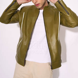 Chaqueta de invierno de cuero transpirable para hombre, ropa de calle de talla grande, ropa de moda con cuello levantado y logotipo frontal - Product Image 3