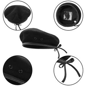 Bérets en laine, bérets de style femme pour hommes avec garniture en cuir-réglables, taille unique pour la plupart des bérets - Product Image 2