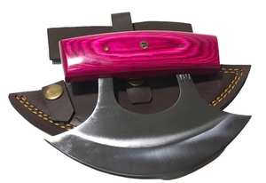 Couteau Ulu fait main avec lame en acier inoxydable et étui en cuir - Product Image 3