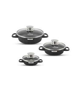 Ensemble de 6 casseroles peu profondes antiadhésives multi-couches, design pierre, résistantes au four - Product Image 1