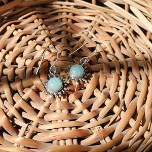 ต่างหูเงินแท้ประดับพลอยซันอะเมซอนไนต์ น่ารัก น้ำหนักเบา เหมาะสำหรับผู้หญิง งานแต่งงาน ของขวัญ - Product Image 2