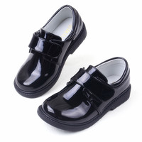 Chaussures d'uniforme scolaire pour garçons, sur mesure, en gros, OEM, entièrement noires, à fermeture auto-agrippante, antidérapantes, pour enfants, pour le campus
