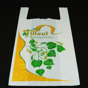 OEM/ODM 100% Sac de T-Shirt compostable avec impression de poignée de gilet Sac de T-shirt de supermarché personnalisé Fournisseur du Vietnam - Product Image 2