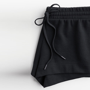 Short en coton gaufré taille haute pour femme personnalisable avec cordon de serrage élastique et style sexy avec impression de logo de marque - Product Image 5