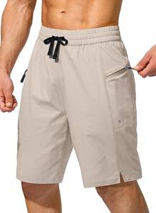 Short d'été taille moyenne de couleur unie pour hommes séchage rapide polyester/coton respirant pour la course à pied en plein air vêtements de sport - Product Image 3