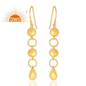 Superventas 925 plata esterlina 18K chapado en oro Natural Cz piedra preciosa pendiente Demi joyería fina fabricante - Product Image 2