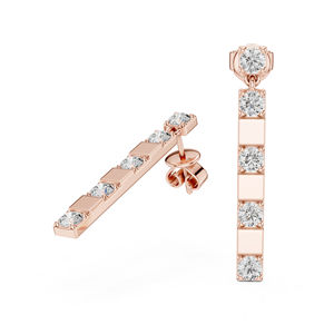 Pendientes de Diamantes Redondos de Oro Amarillo de 14K Cultivados en Laboratorio |   Joyería de Compromiso para Mujer, Lujosa, Certificada, Regalo de Aniversario de Bodas - Product Image 2