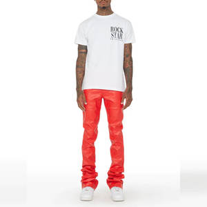 Nouveauté 2025 Pantalon en cuir pour homme de haute qualité, coupe droite, décontracté, taille mi-haute - Product Image 2