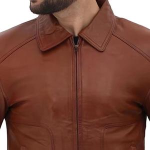 Chaqueta de cuero de diseño personalizado para hombre estilo de moda chaqueta de cuero profesional de alta calidad al por mayor para hombre - Product Image 4