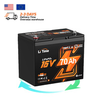 Batterie LiFePO4 16V 70Ah Bluetooth pour groupe 24, cycle profond, électronique marine, sondeur de pêche, pour bateau de pêche - Stock US