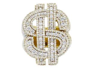 10.00 carats plaqué or jaune Hip Hop VVS Moissanite rappeur bague de mariage glacé pour hommes en argent sterling 925 - Product Image 5