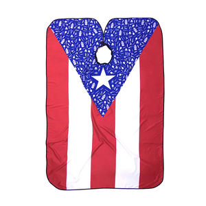 Capa de peluquería con estampado de bandera de poliéster de nailon, escote elástico suave y cómodo, hebilla de acero inoxidable para Peluqueros - Product Image 3