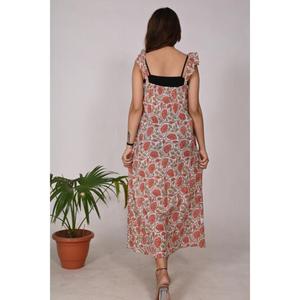 Robe longue en coton imprimé Boho pour femmes, tenue décontractée à fleurs, tissu léger, look prêt pour la plage - Product Image 6