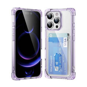 Coque de protection d'angle pour iPhone 16 Pro 6.3 avec fente pour carte, couleur violette - Product Image 1