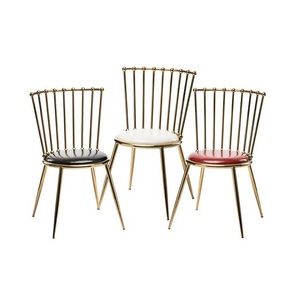 เก้าอี้ในบ้านพร้อมหลังกำมะหยี่สีชมพูหรือขาโลหะสีทองเงางามเก้าอี้ใช้ในบ้าน - Product Image 2