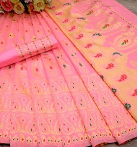 Sari pakistanais de luxe brodé pour femmes avec pièce de blouse, tenue de soirée de créateur, sari ethnique haut de gamme pakistanais - Product Image 6