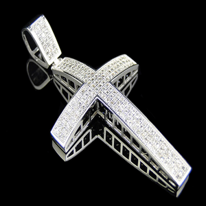 Pendentif croix en diamant Hip Hop Moissanite en argent sterling 925 personnalisé VVS clarté grande croix glacée pendentifs et breloques - Product Image 1