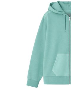Sudadera con Capucha Personalizada para Hombre, Color Verde Menta, con Cierre, Forro Polar, Informal, con Cremallera Delantera, Tela Suave, Ropa de Calle para Invierno - Product Image 4