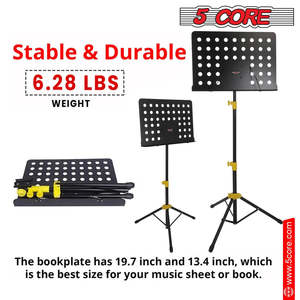 Soporte de Música de 5 Niveles Ajustable para Escritorio con Soporte para Micrófono, Soporte Portátil para Partituras, Soporte Metálico para Libros - Product Image 6