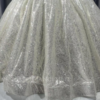 Robe de mariée Jancember LSCM40 scintillante à manches longues, coupe empire, avec longue traîne