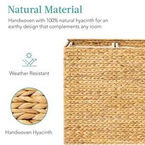 ตะกร้าผ้าสองชั้นทำจากผักตบชวาขนาดใหญ่ ตะกร้าเก็บของทำมือ ขายส่ง เป็นมิตรกับสิ่งแวดล้อม ผลิตในเวียดนาม - Product Image 6