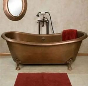 Bañera de cobre de alta calidad, bañera de pie martillada de cobre, doble zapatilla, Color bronce frotado con aceite, baño de lujo - Product Image 5