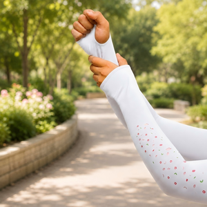 Manchons de bras personnalisés à imprimé floral, rafraîchissants, anti-UV, avec trou pour le pouce, pour sports de plein air, protection solaire, cyclisme et course à pied - Product Image 1