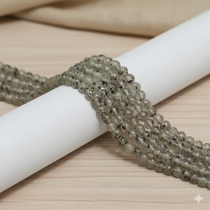 Oferta Especial Beadsnfashion Cuentas Redondas de Cuarzo Turmalinado de 5mm Color Gris para Hacer Collares, Pulseras y Pendientes - Product Image 1