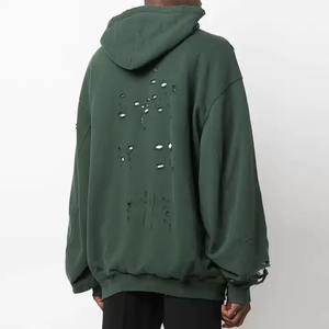 Sudadera con capucha desgastada con lavado ácido para hombre, ropa de calle Vintage personalizada de fábrica de gran tamaño, logotipo frontal personalizado, 100% algodón, sin cordón - Product Image 6