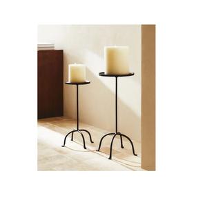 Double T Light Bougeoirs en fer avec base en bois finition nickel argenté parfait pour les centres de table - Product Image 5