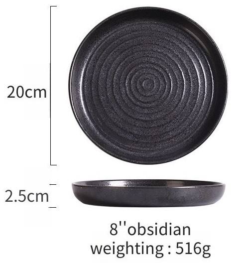 8" round Plate (obsidian)