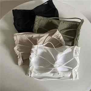 เสื้อชั้นในไม่มีสายรัดอกเซ็กซี่ผ้าไอซ์ซิลค์ชุดชั้นในแบบไม่มีสายรัดสำหรับผู้หญิงชุดชั้นในสีทึบ - Product Image 4