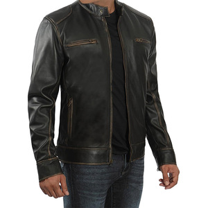 Veste en cuir à manches longues pour homme, mode d'hiver, col montant, vêtement décontracté, veste sans capuche pour homme - Product Image 5