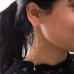 Pendientes de aro de oro hechos a mano con cadenas, Pendientes colgantes chapados en oro de 18 quilates, joyería larga de declaración Bohemia para mujer, regalo para ella - Product Image 4