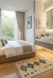 Wholesale Cotton Woven Beige Plush Floral Modern Machine Washable Reversible Backing Multicolor <b>Rug</b> Home Picnic Travel Prayer - Product Image 4