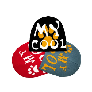 หมวกบีนนี่อะคริลิคถักลายแจ็คการ์ดปักมือลายดีไซเนอร์  แบบพับขอบ  ปักโลโก้เต็มใบ  สีกลางๆ  สั่งทำได้  ขายส่ง - Product Image 2