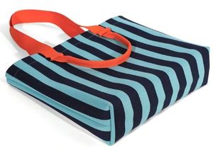 กระเป๋าสะพายไหล่ความจุขนาดใหญ่กระเป๋าลายขวางสองสีกระเป๋าทอแบบปิดกั้นสี - Product Image 4