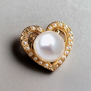 Women Shirt Custom 925 <b>Silver</b> Rhinestone Heart Shaped Pearl <b>Brooch</b> - Product Image 4