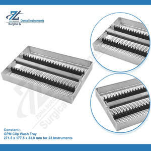 ถาดล้างเครื่องมือผ่าตัดแบบหนีบทำจากสแตนเลส GPM พร้อมช่องใส่ 23 ช่อง สำหรับเครื่องมือผ่าตัดแบบใช้ซ้ำได้ เหมาะสำหรับโรงพยาบาลและทันตกรรม - Product Image 3