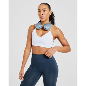 Soutien-gorge de sport croisé blanc avec logo personnalisé flatteur décolleté en V dos à bretelles nouveau et à fort impact soutien-gorge de sport Fitness pour femmes adultes - Product Image 6