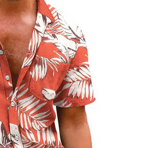 Vente en gros Chemise à manches courtes imprimée de fleurs hawaïennes de haute qualité pour hommes 100% vêtements de plage d'été en sergé de coton - Product Image 4